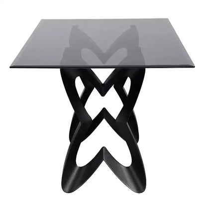 Table à manger rectangulaire moderne en verre 58" Poppy Hill Noir/Gris - HOMES: Inside + Out : Bord biseauté, Cadre en acier
