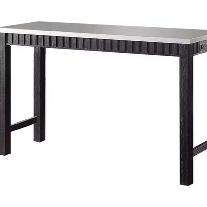 Ensemble de salle à manger Necalli de 152,4 cm avec plateau en marbre et hauteur de comptoir Espresso vieilli - Acme Furniture : 4 pièces, sièges en microfibre, base luge