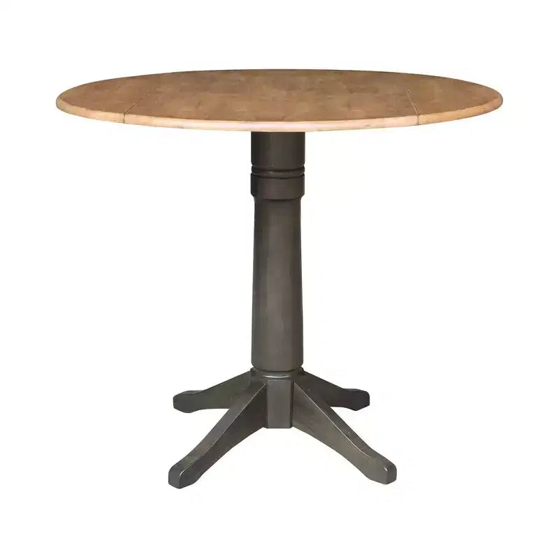 Ensemble de salle à manger rond de 42 po à hauteur de comptoir : Bois d'hévéa, piédestal, 2 tabourets - International Concepts