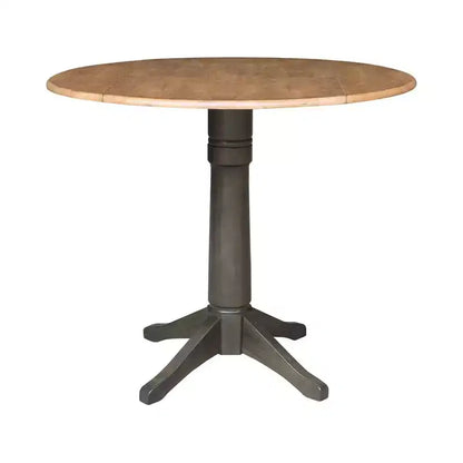Ensemble de salle à manger rond de 42 po à hauteur de comptoir : Bois d'hévéa, piédestal, 2 tabourets - International Concepts