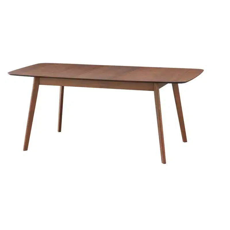 Buylateral Wave Mid Century Modern Expandable Rectangular Dining Table Walnut: Mid-Century, Seats 6, Expandable