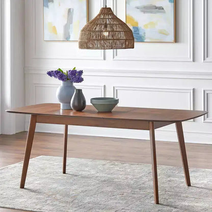 Table de salle à manger rectangulaire extensible Buylateral Wave en noyer, style Mid-Century : Mid-Century, 6 places, extensible