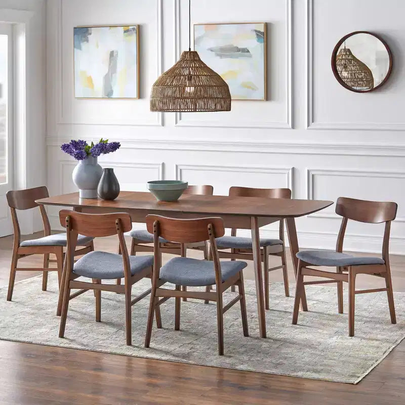 Table de salle à manger rectangulaire extensible Buylateral Wave en noyer, style Mid-Century : Mid-Century, 6 places, extensible