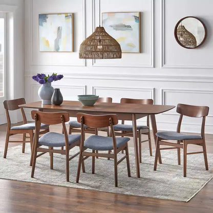 Table de salle à manger rectangulaire extensible Buylateral Wave en noyer, style Mid-Century : Mid-Century, 6 places, extensible