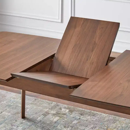 Table de salle à manger rectangulaire extensible Buylateral Wave en noyer, style Mid-Century : Mid-Century, 6 places, extensible