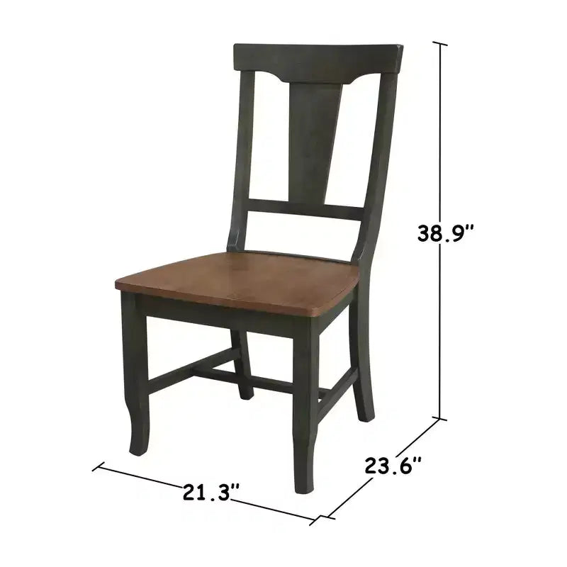 Table de salle à manger ronde de 42 po à double abattant avec 4 chaises à dossier à panneaux Hickory/Washed Coal - International Concepts : style traditionnel, cadre en bois d'hévéa