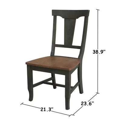 Table de salle à manger ronde de 42 po à double abattant avec 4 chaises à dossier à panneaux Hickory/Washed Coal - International Concepts : style traditionnel, cadre en bois d'hévéa