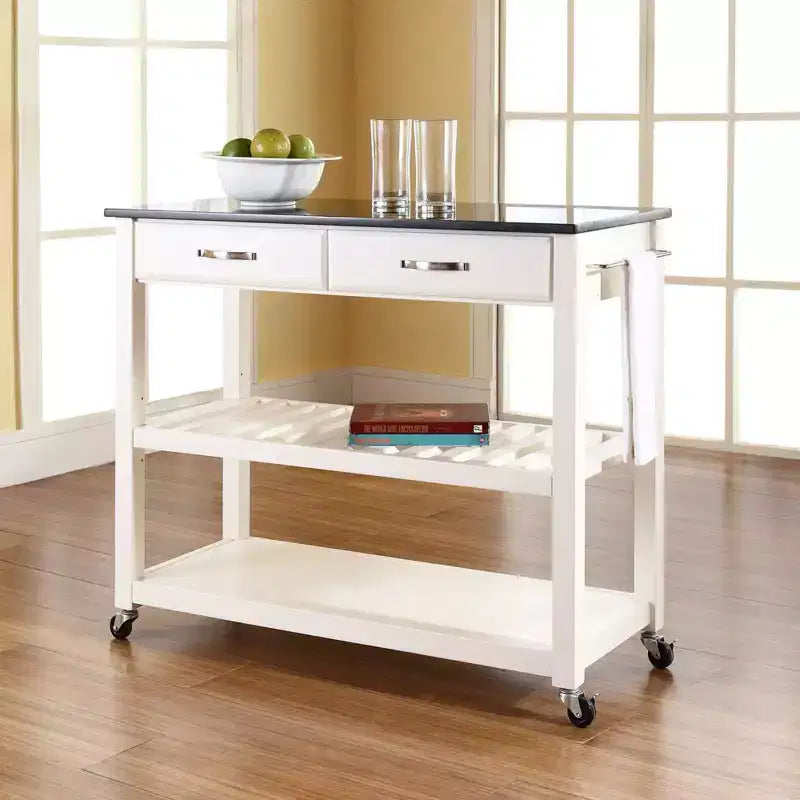 Desserte de cuisine à dessus en granit blanc/noir – Crosley