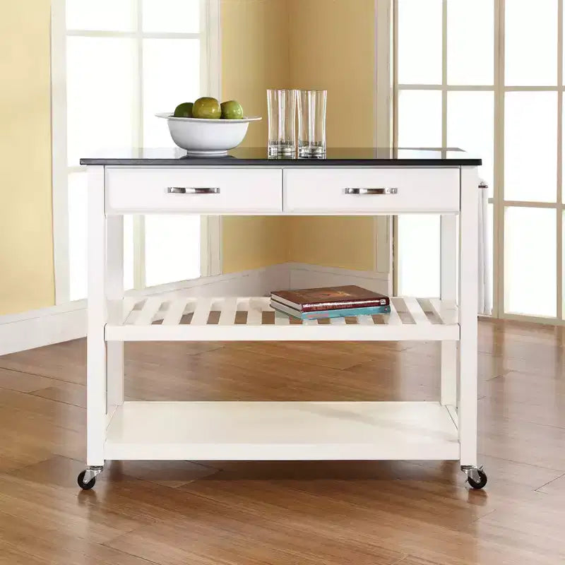 Desserte de cuisine à dessus en granit blanc/noir – Crosley