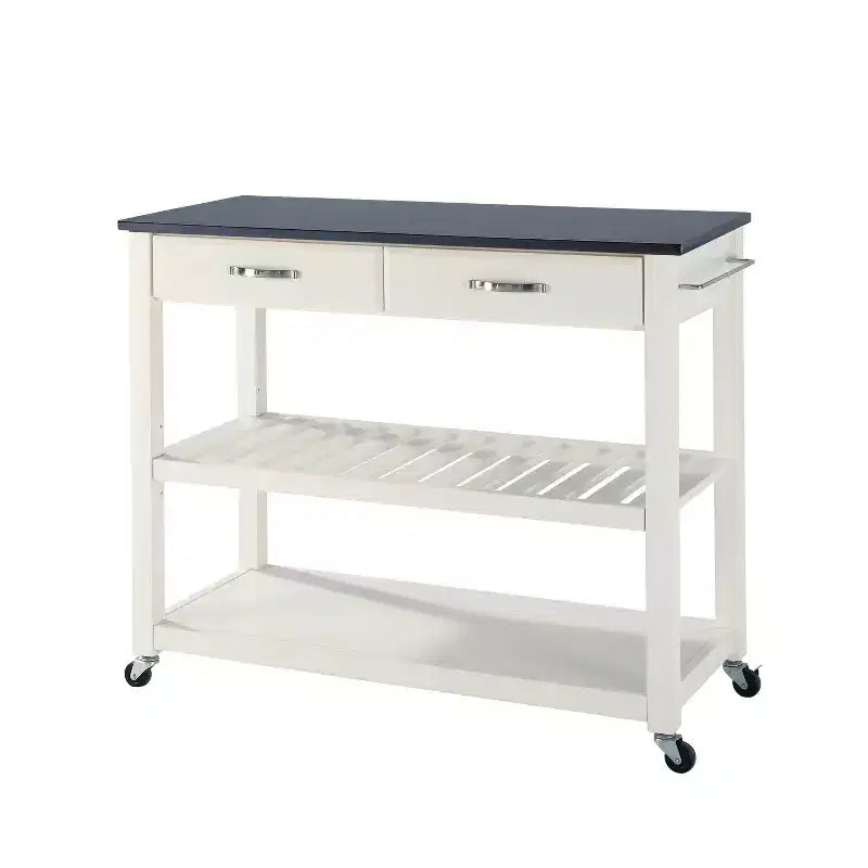Desserte de cuisine à dessus en granit blanc/noir – Crosley