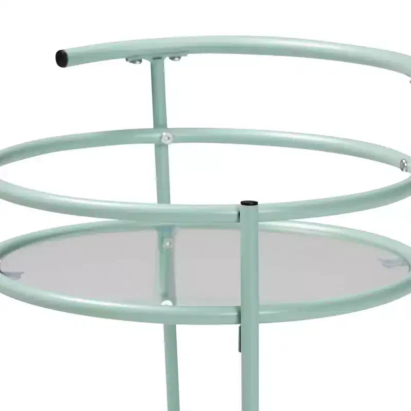 Chariot de cuisine à 2 niveaux Newell Metal vert menthe/noir – Baxton Studio : Étagères en verre, mobile, design de style mid-century, garantie de 30 jours