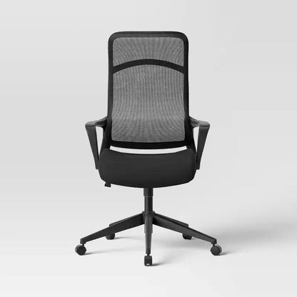 Chaise de bureau confort noire - Room Essentials™ : Ergonomique, réglable, dossier en maille, piètement 5 roulettes