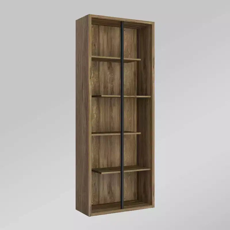 Standard 5 Tier Wooden Bookcase Walnut - Techni Mobili: Modern Style, MDF Material, 5 Open Shelves