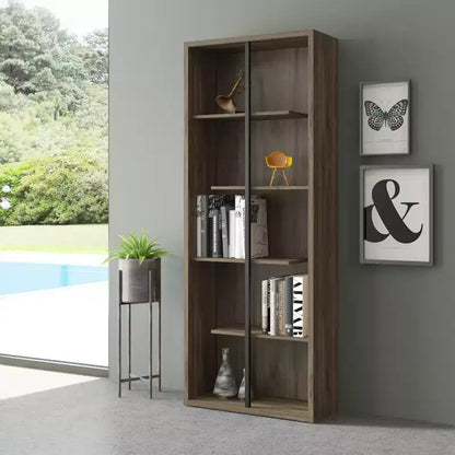 Bibliothèque en bois à 5 niveaux Noyer - Techni Mobili : Style moderne, matériau MDF, 5 étagères ouvertes