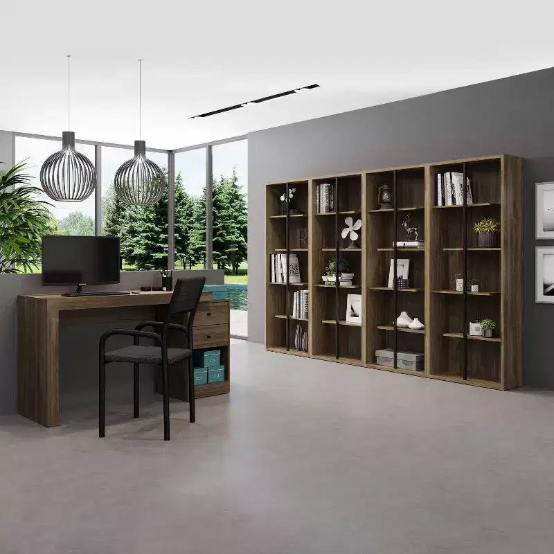 Bibliothèque en bois à 5 niveaux Noyer - Techni Mobili : Style moderne, matériau MDF, 5 étagères ouvertes
