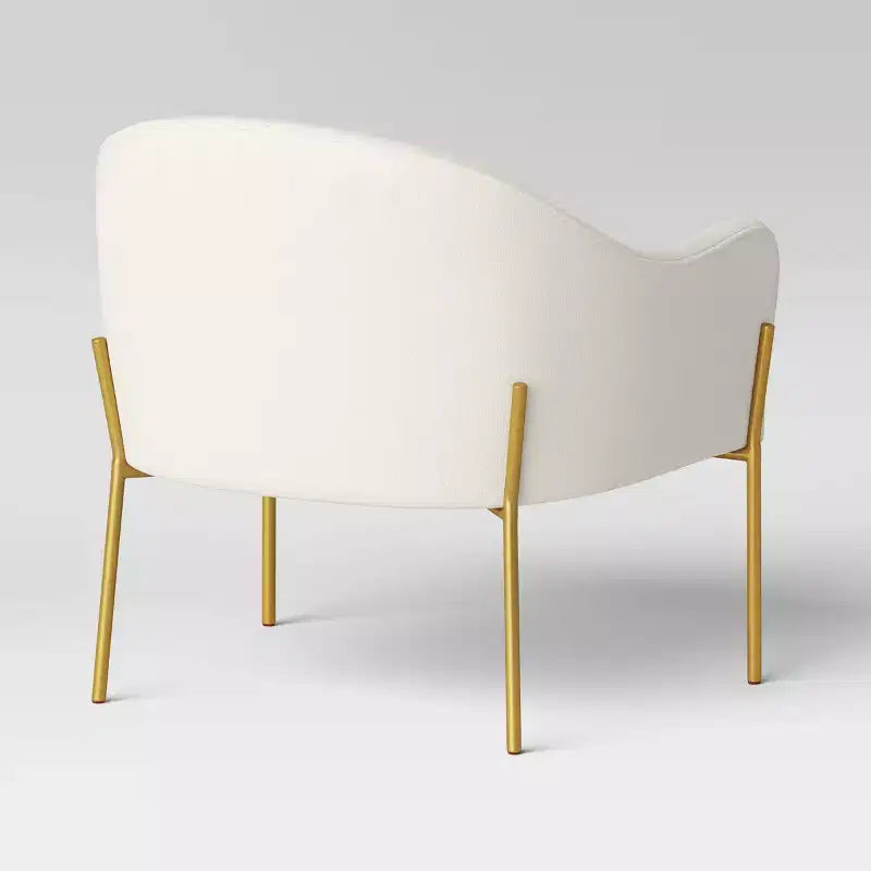 Fauteuil d'appoint Gladden Barrel en bouclette crème/laiton - Threshold™ : pieds en métal doré, dossier incurvé, fauteuil rembourré