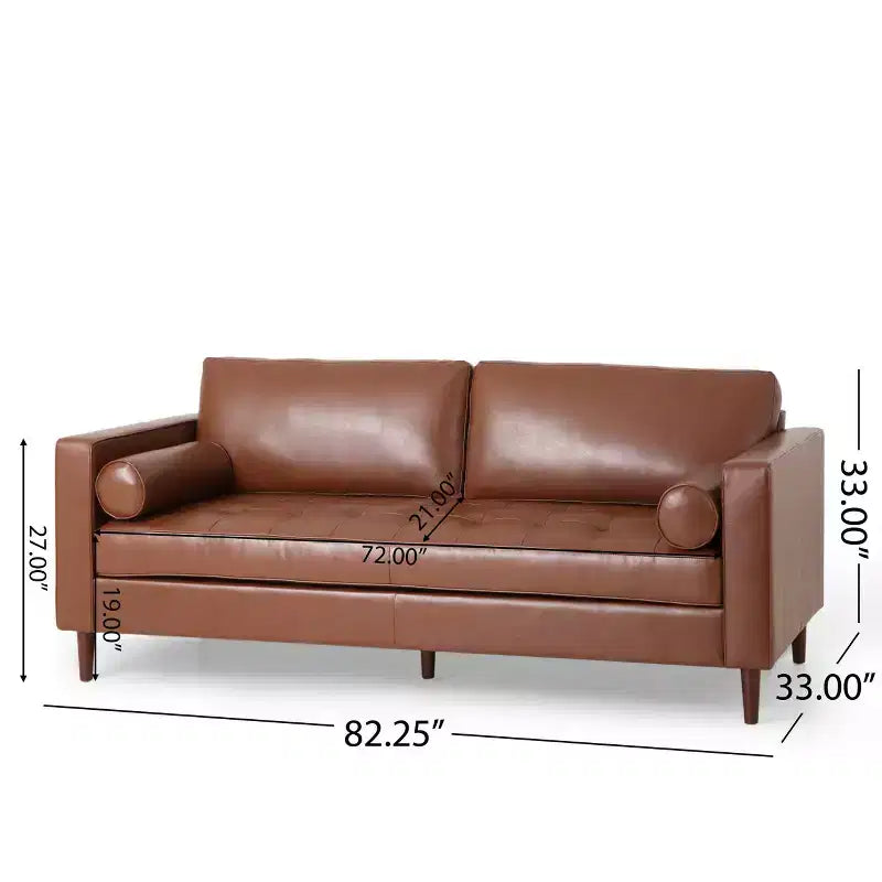 Christopher Knight Home Ensemble canapé et fauteuil club 3 pièces Malinta contemporain en similicuir capitonné, Marron Cognac/Espresso