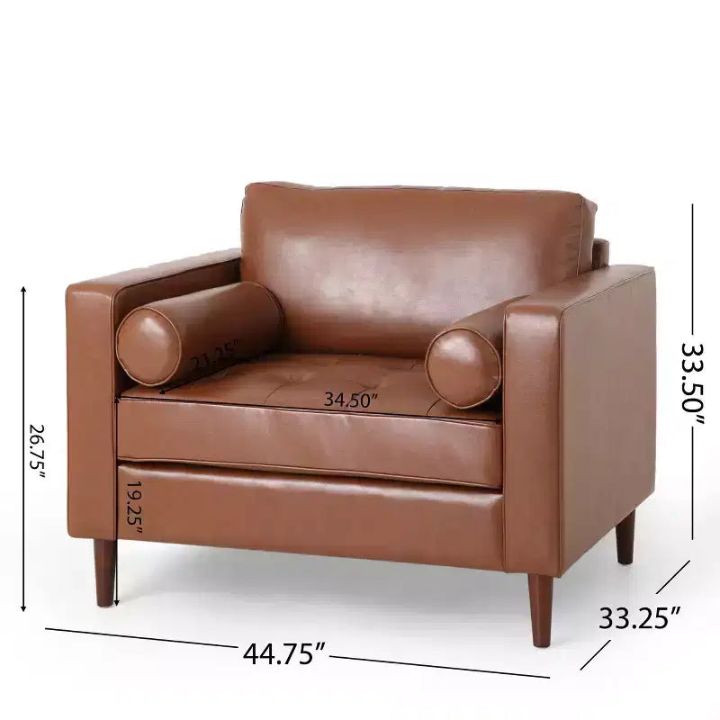 Christopher Knight Home Ensemble canapé et fauteuil club 3 pièces Malinta contemporain en similicuir capitonné, Marron Cognac/Espresso