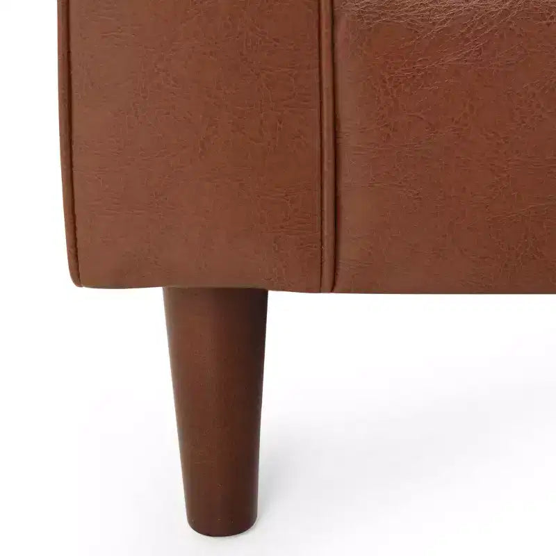 Christopher Knight Home Ensemble canapé et fauteuil club 3 pièces Malinta contemporain en similicuir capitonné, Marron Cognac/Espresso