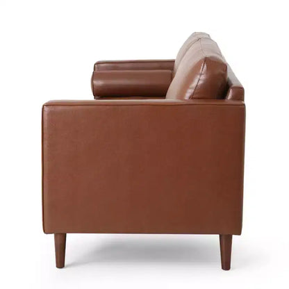 Christopher Knight Home Ensemble canapé et fauteuil club 3 pièces Malinta contemporain en similicuir capitonné, Marron Cognac/Espresso