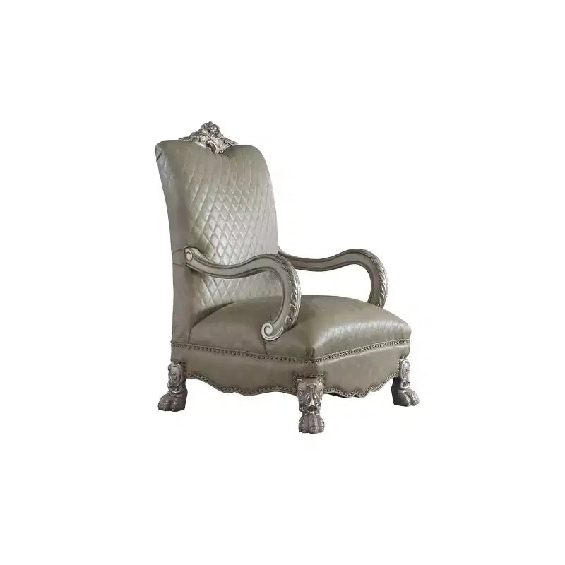Fauteuil d'appoint 34" Dresden PU Blanc Os Vintage - Acme Furniture : Fabriqué à la main, capitonné, cadre en polyrésine