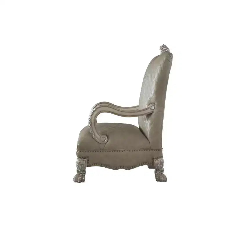 Fauteuil d'appoint 34" Dresden PU Blanc Os Vintage - Acme Furniture : Fabriqué à la main, capitonné, cadre en polyrésine
