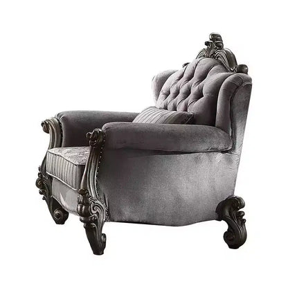 Fauteuil club Versailles avec 1 oreiller velours/finition platine antique - Acme Furniture
