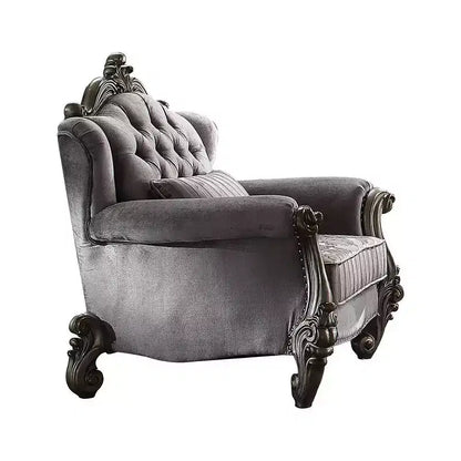 Fauteuil club Versailles avec 1 oreiller velours/finition platine antique - Acme Furniture