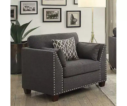 Fauteuil Laurissa 38 po en lin anthracite clair Acme Furniture : Fauteuil rembourré, cadre en bois, coussins capitonnés