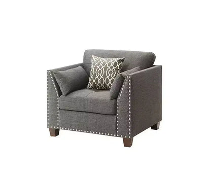 Fauteuil Laurissa 38 po en lin anthracite clair Acme Furniture : Fauteuil rembourré, cadre en bois, coussins capitonnés
