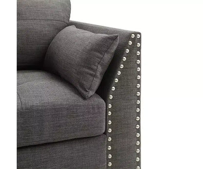 Fauteuil Laurissa 38 po en lin anthracite clair Acme Furniture : Fauteuil rembourré, cadre en bois, coussins capitonnés
