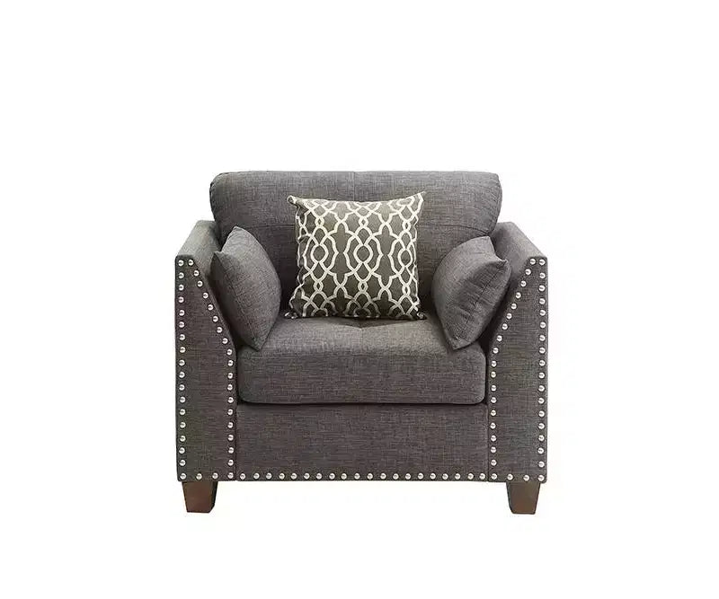Fauteuil Laurissa 38 po en lin anthracite clair Acme Furniture : Fauteuil rembourré, cadre en bois, coussins capitonnés