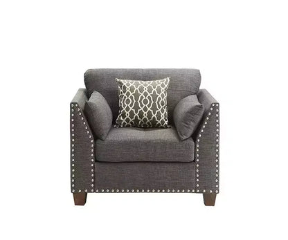 Fauteuil Laurissa 38 po en lin anthracite clair Acme Furniture : Fauteuil rembourré, cadre en bois, coussins capitonnés