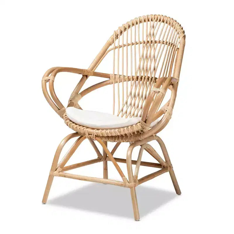 Ensemble de salon Jayden 5 pièces en tissu et rotin Blanc/Naturel - bali & pari : Aucun assemblage requis, Coussins inclus