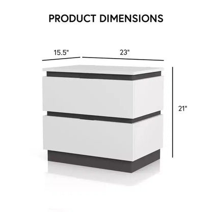 Lit Queen moderne 3 pièces Pape avec 2 tables de chevet Blanc/Gris métallisé - miBasics : Ensemble de meubles contemporains