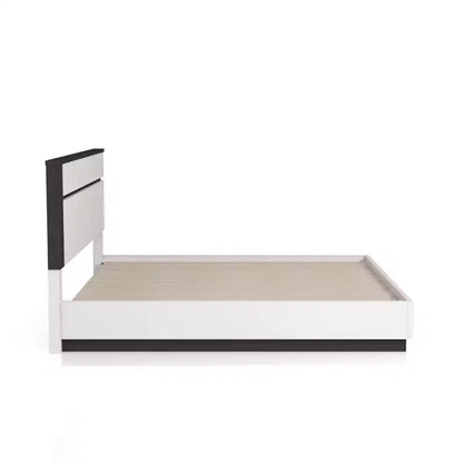 Lit Queen moderne 3 pièces Pape avec 2 tables de chevet Blanc/Gris métallisé - miBasics : Ensemble de meubles contemporains