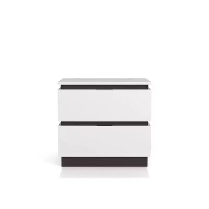 Lit Queen moderne 3 pièces Pape avec 2 tables de chevet Blanc/Gris métallisé - miBasics : Ensemble de meubles contemporains