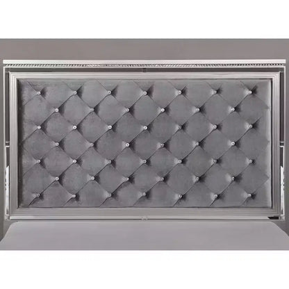 Ensemble de chambre Tenaya 6 pièces pour très grand lit californien, argent/gris - HOMES: Inside + Out : Design glamour, garnitures miroir, capitonnage à boutons