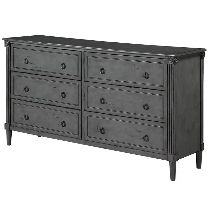 Commode traditionnelle Latimer 6 tiroirs gris antique - HOMES: Inside + Out : Rangement vintage pour la chambre à coucher
