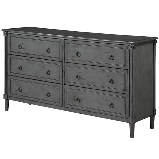 Commode traditionnelle Latimer 6 tiroirs gris antique - HOMES: Inside + Out : Rangement vintage pour la chambre à coucher