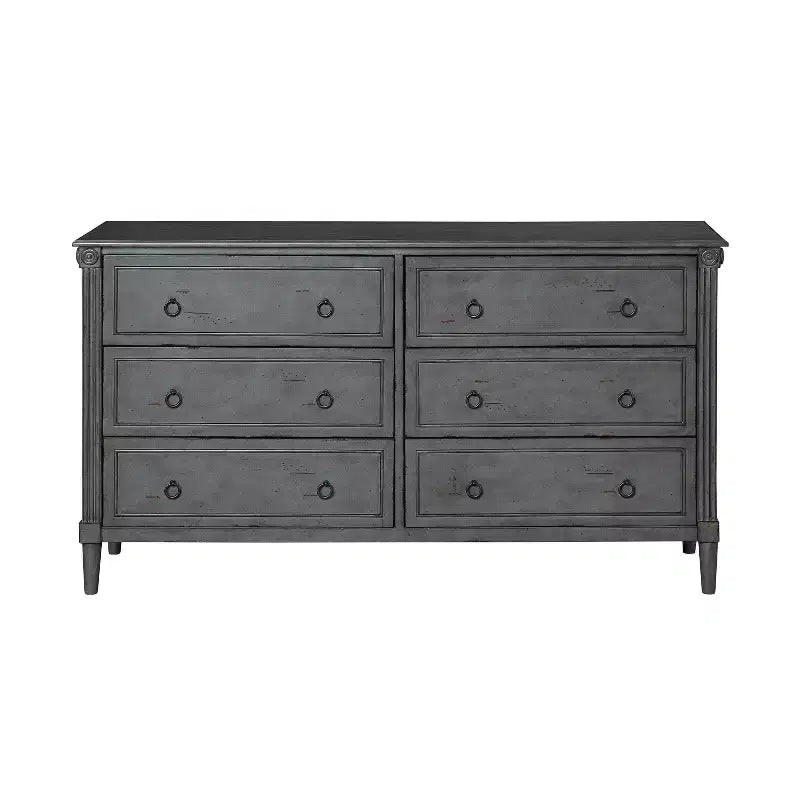 Commode traditionnelle Latimer 6 tiroirs gris antique - HOMES: Inside + Out : Rangement vintage pour la chambre à coucher