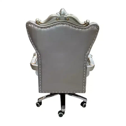 Chaise de bureau exécutive Versailles en PU de 28 pouces argent/platine antique - Acme Furniture : réglable, pivotante, cadre en bois de peuplier