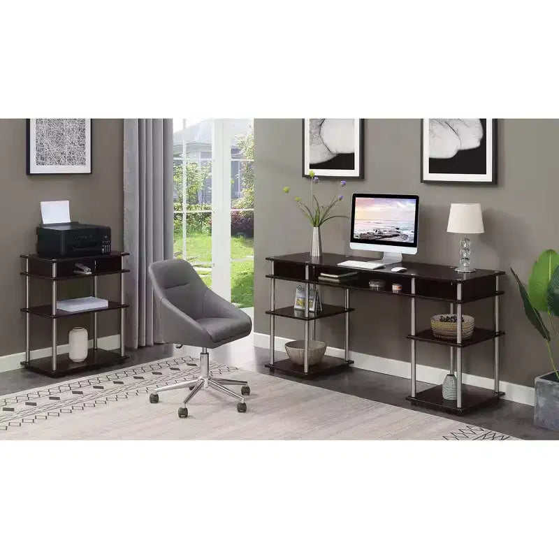 Breighton Home Designs2Go Meuble pour imprimante sans outils avec étagères en expresso