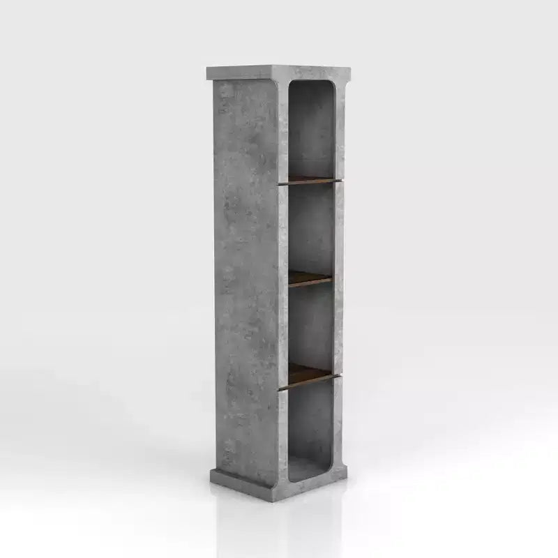 miBasics 75.39" Ossi Industrial Display Tower Cement: 4-Shelf Farmhouse Style, MDF & Particle Board Construction