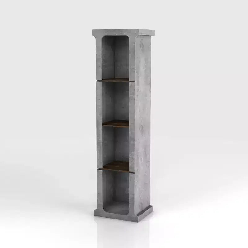 miBasics 75.39" Ossi Tour de Présentation Industrielle Ciment : Style Ferme à 4 Étagères, Construction en MDF et Panneaux de Particules