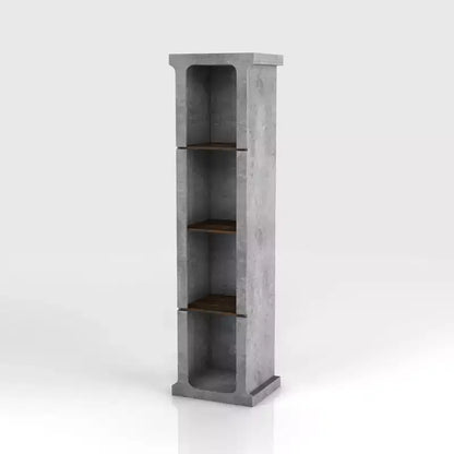 miBasics 75.39" Ossi Tour de Présentation Industrielle Ciment : Style Ferme à 4 Étagères, Construction en MDF et Panneaux de Particules