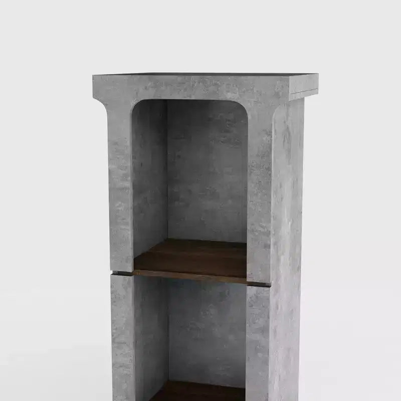 miBasics 75.39" Ossi Tour de Présentation Industrielle Ciment : Style Ferme à 4 Étagères, Construction en MDF et Panneaux de Particules