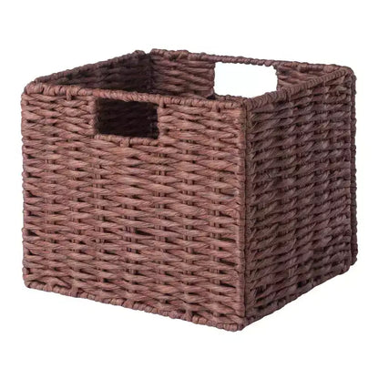 Winsome Étagère de rangement Milan 30 po, 4 pièces, avec paniers, noyer : style transitionnel, cadre en bois, étagères fixes