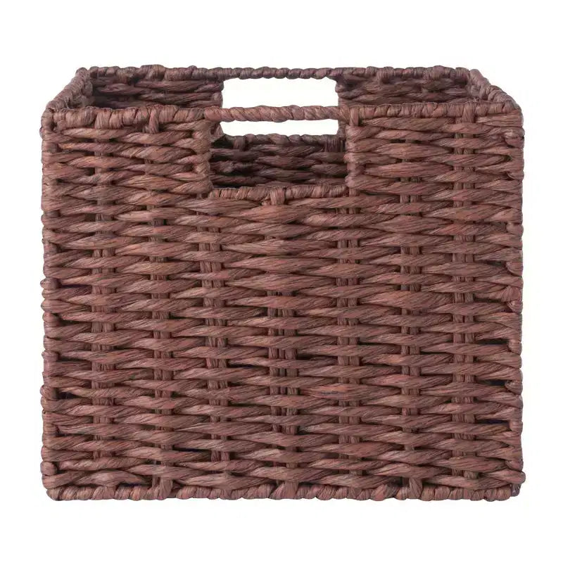 Winsome Étagère de rangement Milan 30 po, 4 pièces, avec paniers, noyer : style transitionnel, cadre en bois, étagères fixes
