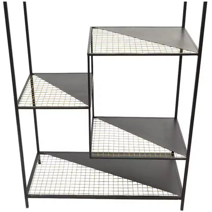 Étagère industrielle en métal noir 142 cm - Olivia & May : Rangement 8 niveaux, Aucun assemblage requis